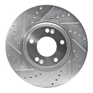 Hyundai AZERA Brake Rotor (1) - Front Left - R1 Concepts - Drilled & Slotted - Silver - `04-`11
